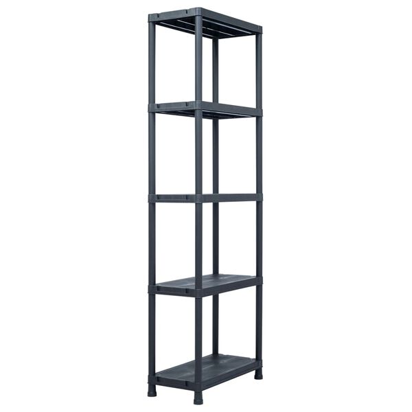 vidaXL Storage Shelf Racks 2 pcs Black 275.6 lb 23.6"x11.8"x70.9" Plastic
