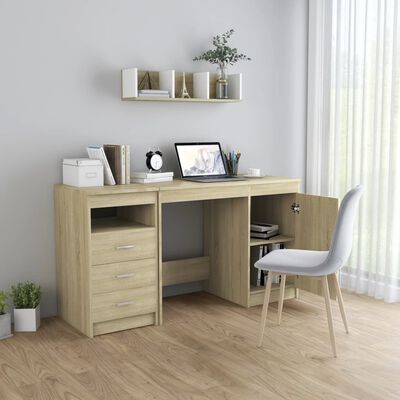 vidaXL Desk Sonoma Oak 55.1"x19.7"x29.9" Engineered Wood