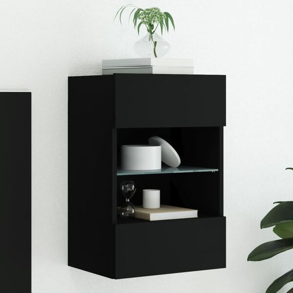vidaXL TV Wall Cabinet Black Engineered wood Medium TV Wall Cabinet