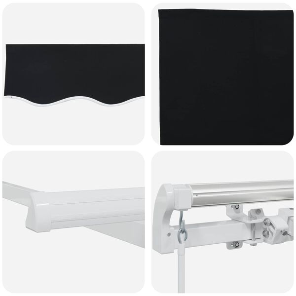 vidaXL Awning Retractable Black 118.11 x 98.43 x 64.96 in Polyester