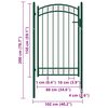 vidaXL Fence Gate with Arched Top Steel 39.4x41.7" Green