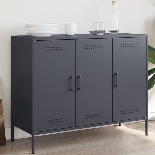 vidaXL Sideboard Anthracite Cold-rolled steel Medium Adjustable Feet