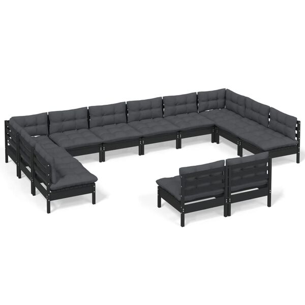 vidaXL Garden Lounge Set Black and Anthracite