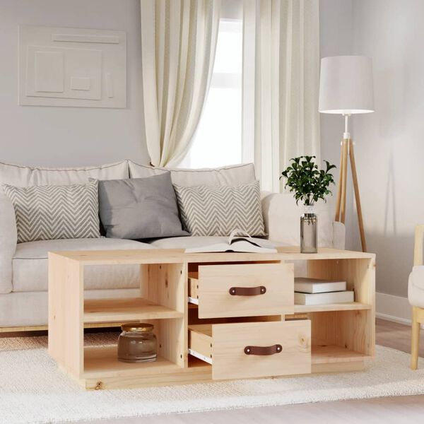 vidaXL Coffee Table Natural Wood Solid Pine Wood Medium Coffee Table
