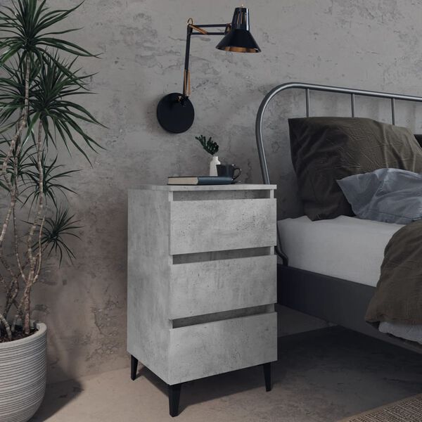 vidaXL Bed Cabinet Concrete Grey Engineered Wood, Metal