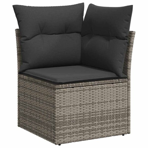 vidaXL Garden Sofa Set Grey Poly Rattan, Powder-Coated Steel Medium