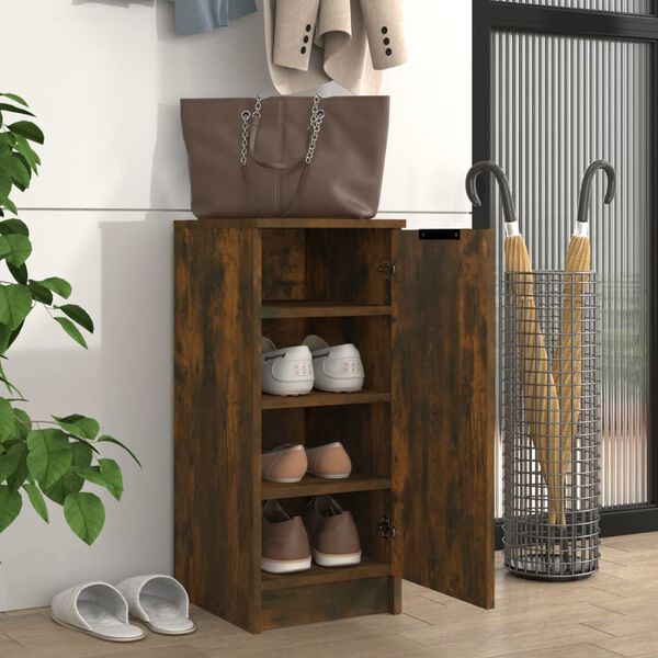 vidaXL Shoe Cabinet Smoked Oak Engineered Wood