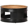 vidaXL Coffee Table Black Solid Acacia Wood Medium Round