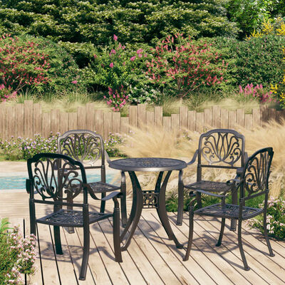 vidaXL 5 Piece Bistro Set Cast Aluminum Black