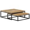 vidaXL Coffee Table Set of 2 Natural Mango Wood, Black