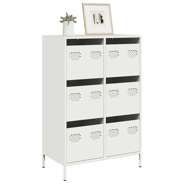 vidaXL Highboard White Cold-rolled steel Tall Highboard Rectangular