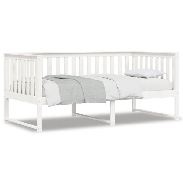 vidaXL Day Bed White Solid Pine Wood Twin Day Bed Rectangular Modern
