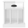 vidaXL Bedside Cabinet High gloss white Engineered wood Standard