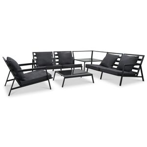 vidaXL Garden Sofa Dark Grey and Black