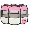 vidaXL Dog Playpen Pink and Cream Polyester and Steel Medium Foldable