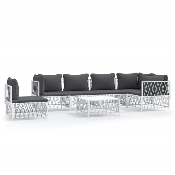 vidaXL Garden Lounge Set White, Dark Gray