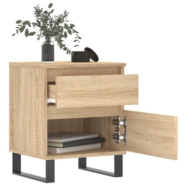vidaXL Bedside Cabinet Set of 2 Sonoma Oak Engineered wood, metal Medium