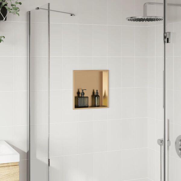 vidaXL Shower Niche Brushed Gold 12.6x12.6x3.5" Stainless Steel