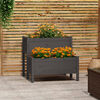 vidaXL Planter Grey Solid Pine Wood Medium Planters Planter Square