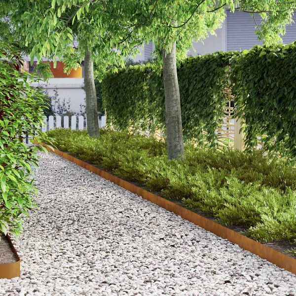 vidaXL Lawn Edging Rusty 450 x 0.05 x 15 cm Weathering Steel