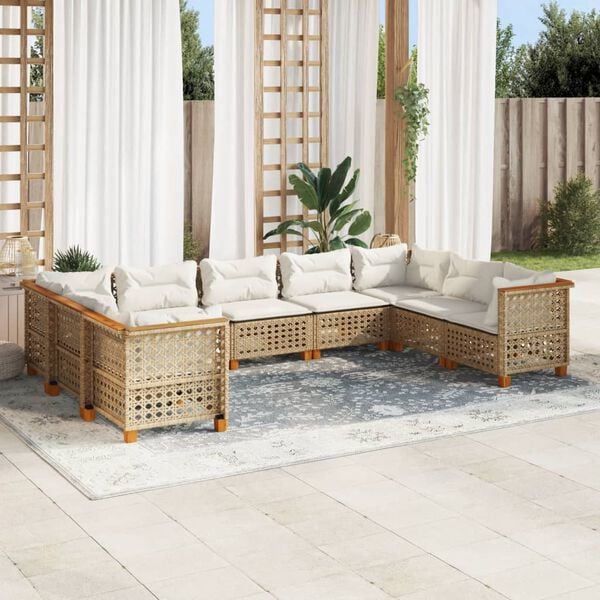 vidaXL Garden Sofa Set Beige PE rattan Large configuration Modular