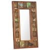 vidaXL Mirror Mixed Color Solid Reclaimed Wood, Glass Medium