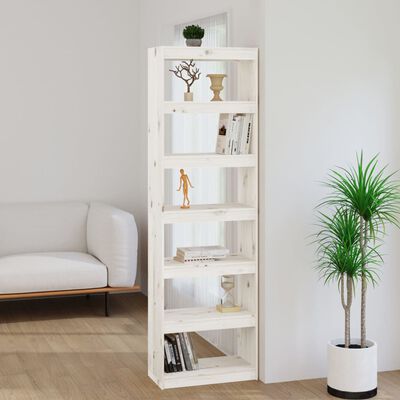 vidaXL Book Cabinet/Room Divider White 23.6"x11.8"x78.5" Solid Wood Pine