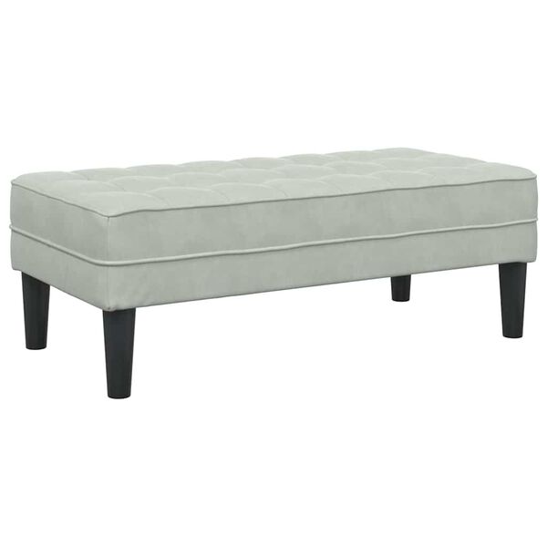 vidaXL Bench with Cushion Light Grey 44.49 x 22.44 x 15.35 in Velvet