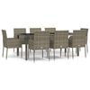 vidaXL Garden Dining Set Gray PE rattan, powder-coated steel, tempered glass