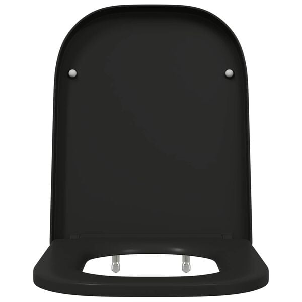 vidaXL Toilet Seat Black 17.52 x 13.78 x 1.42 in Duroplast