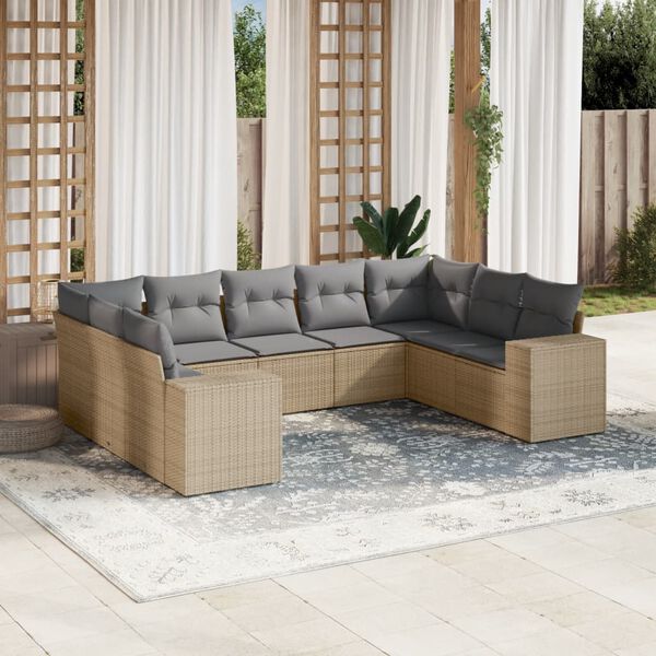 vidaXL Garden Sofa Set Beige, Light Grey