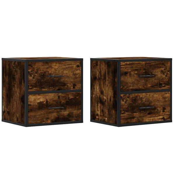 vidaXL Wall-mounted Bedside Cabinet Set of 2 Smoked Oak