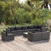 vidaXL Garden Lounge Set Grey PE Rattan, Powder-Coated Steel, Plastic, Glass