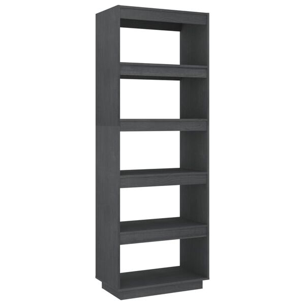 vidaXL Book Cabinet Grey Solid Pinewood Medium Book Cabinet