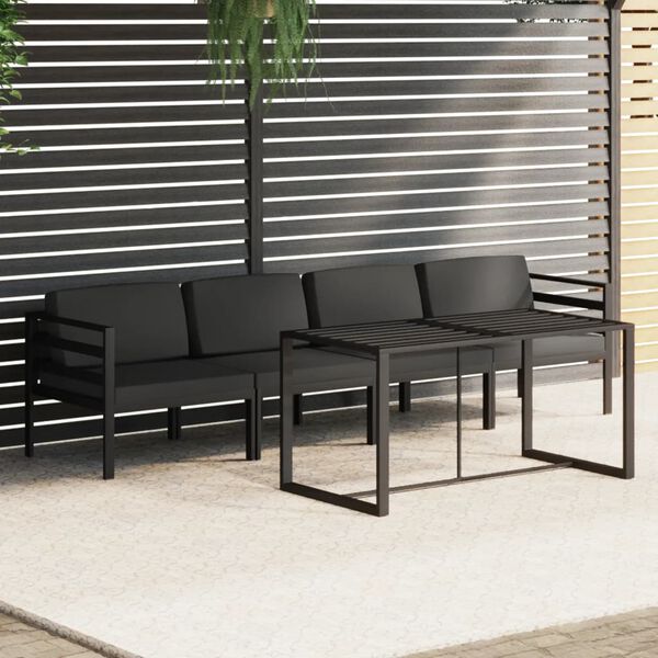 vidaXL Garden Lounge Set Anthracite Aluminum, 100% polyester Modular