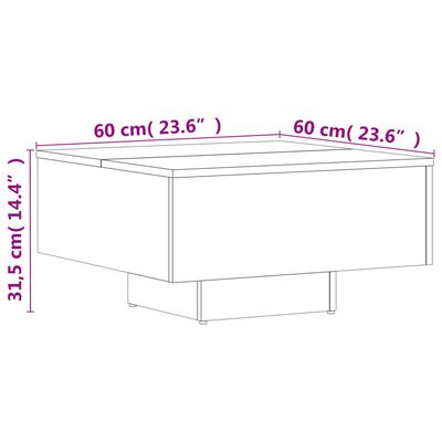 vidaXL Coffee Table White 23.6"x23.6"x12.4" Engineered Wood