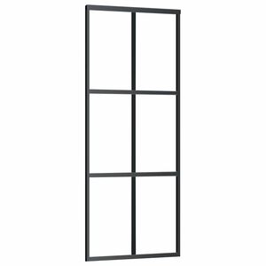 vidaXL Sliding Door ESG Glass and Aluminum 29.9"x80.7" Black