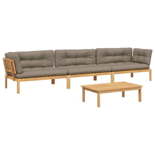 vidaXL Pallet Sofa Set Taupe Solid acacia wood Medium
