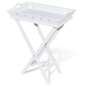 vidaXL Side Table White MDF and Solid Pine wood Compact Detachable