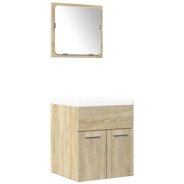 vidaXL Bathroom Furniture Set Sonoma Oak Engineered Wood Medium