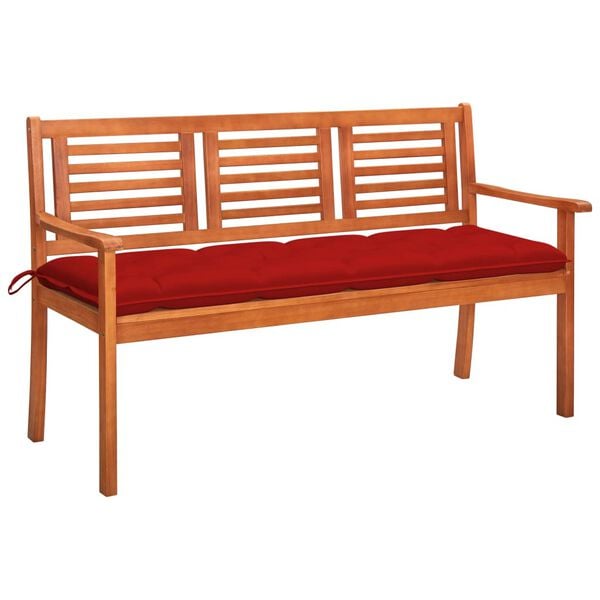 vidaXL Bench Natural wood, Red Solid eucalyptus wood, 100% polyester 59 in