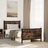 vidaXL Bed Frame Smoked Oak Steel, Engineered Wood Single Bed Frame