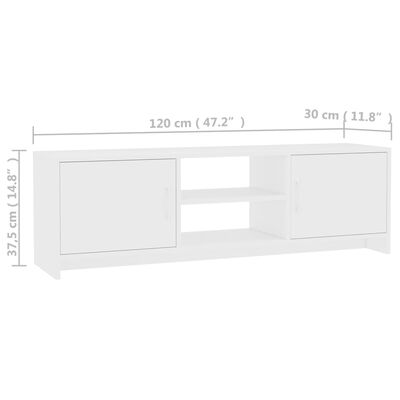 vidaXL TV Stand White 47.2"x11.8"x14.8" Engineered Wood