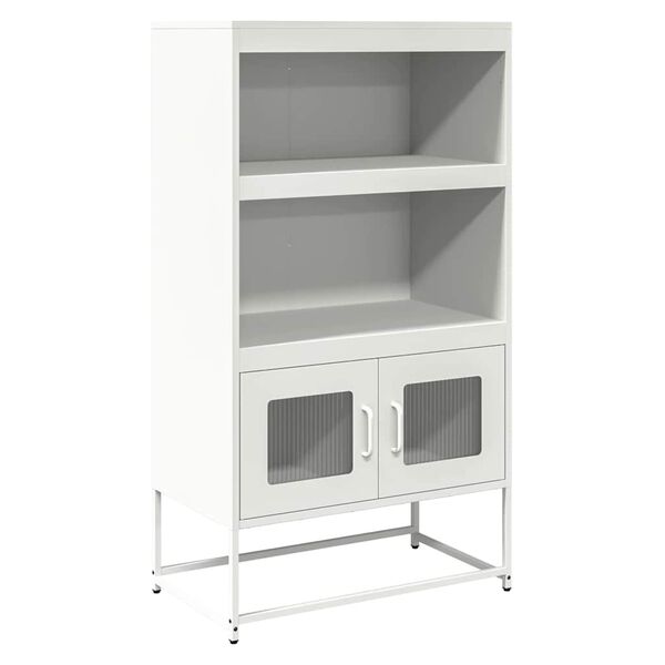 vidaXL Highboard White Cold-rolled steel Tall Highboard Rectangular