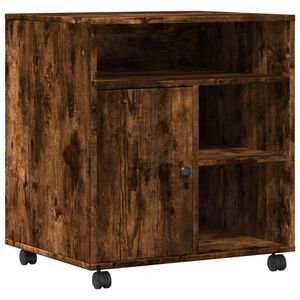 vidaXL Printer Stand with Wheels Smoked Oak 23.6"x19.7"x26.4"