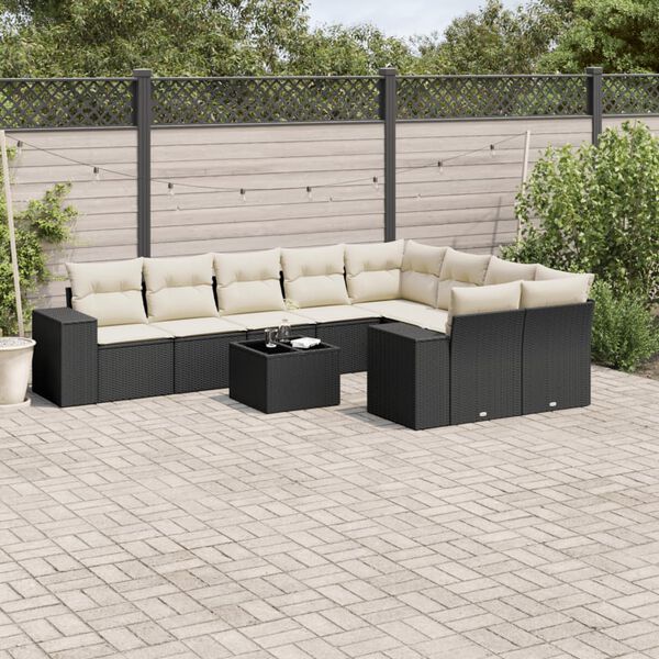 vidaXL Garden Sofa Set Black PE rattan Large Modular Garden Sofa Set