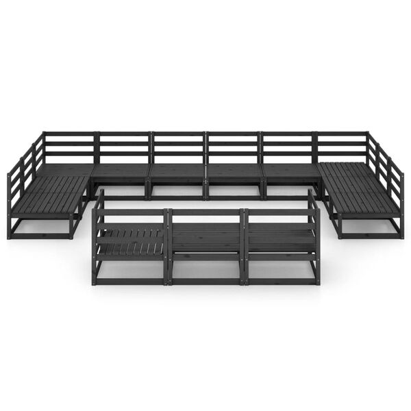 vidaXL Garden Lounge Set Black Solid Pinewood 13 Piece Set Modular