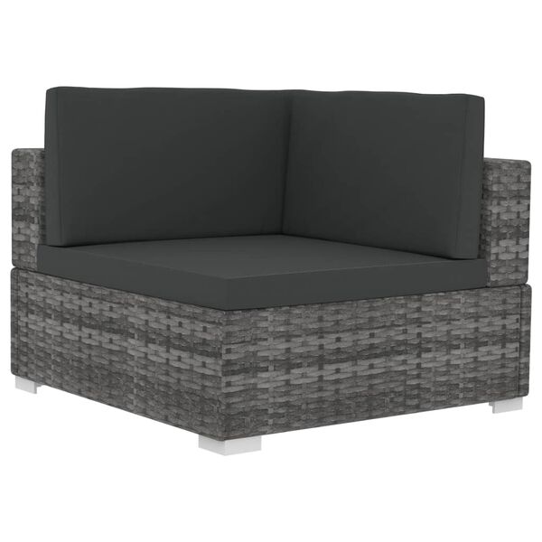 vidaXL 3 Piece Patio Sofa Set with Cushions Poly Rattan Gray
