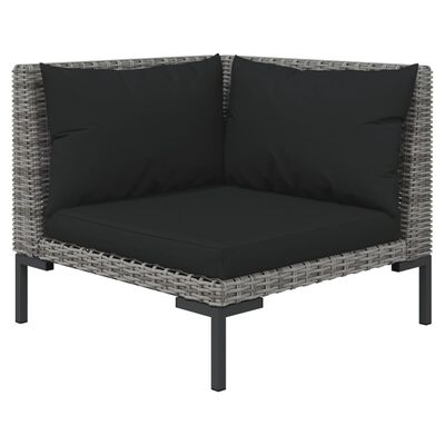 vidaXL 6 Piece Patio Lounge Set with Cushions Poly Rattan Dark Gray