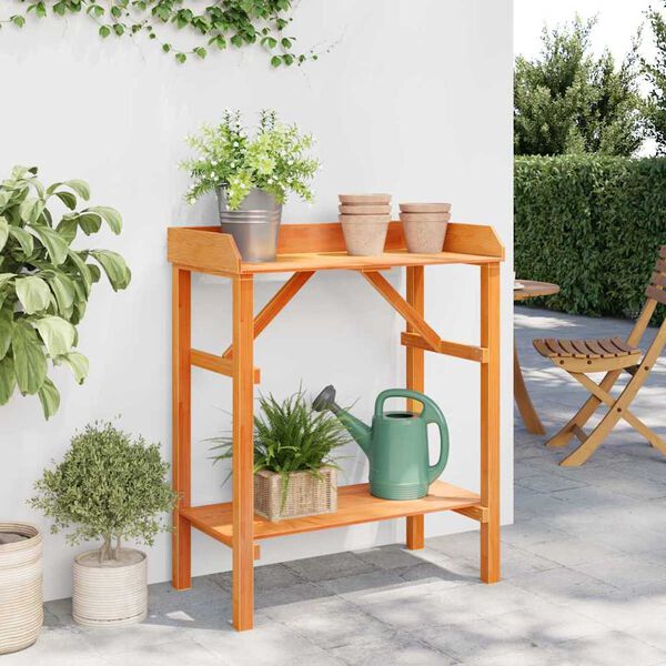 vidaXL Plant Stands with Shelf Brown 75 x 40 x 90 cm Solid pine wood